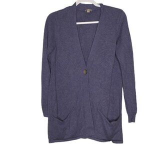 J. Jill Purple One Button Sweater with Pockets